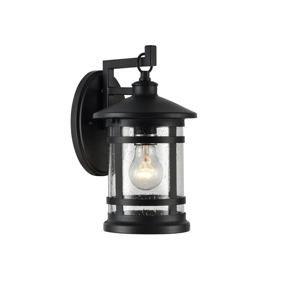 ABBINGTON Transitional 1 Light Textured Black Outdoor Wall Sconce 11" Tall. Picture 1