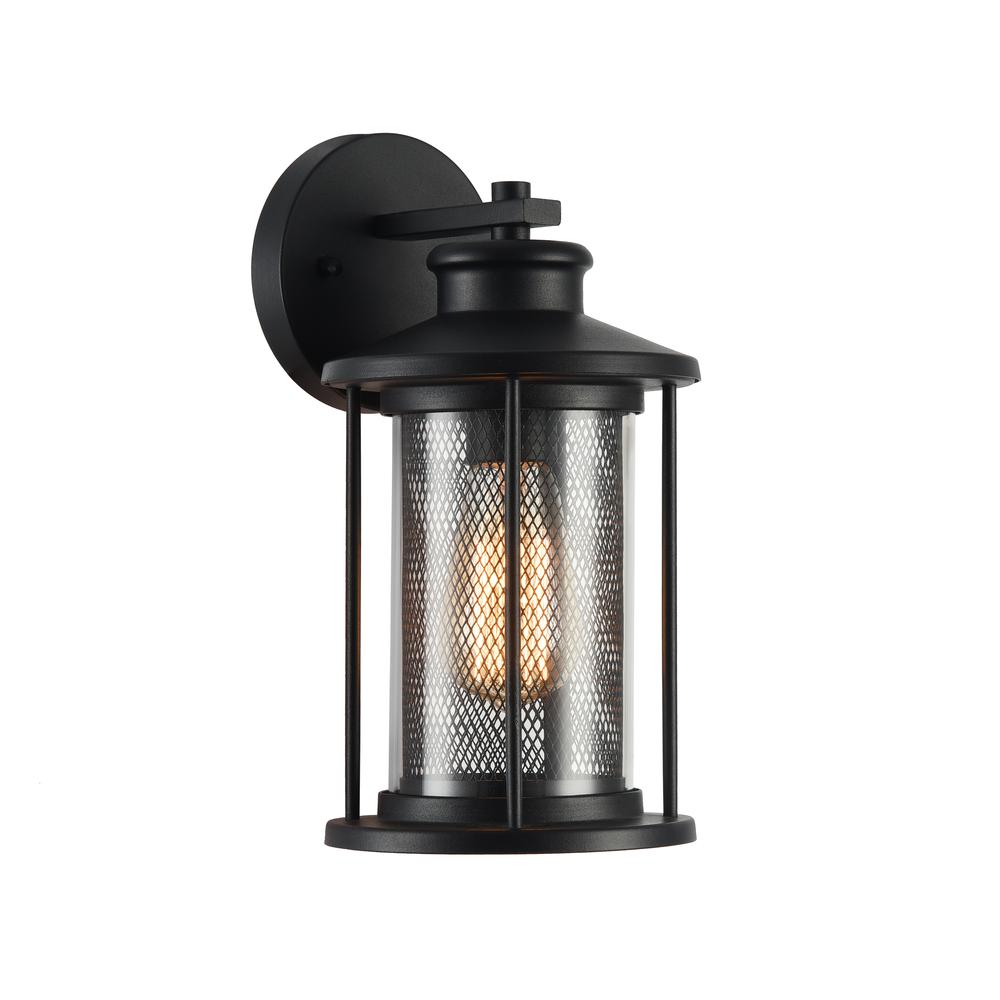 CRICHTON Transitional 1 Light Textured Black Outdoor Wall Sconce 11" Tall. Picture 1