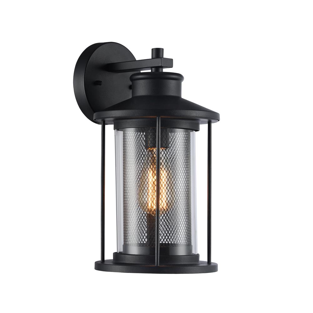 CRICHTON Transitional 1 Light Textured Black Outdoor Wall Sconce 14" Tall. Picture 1