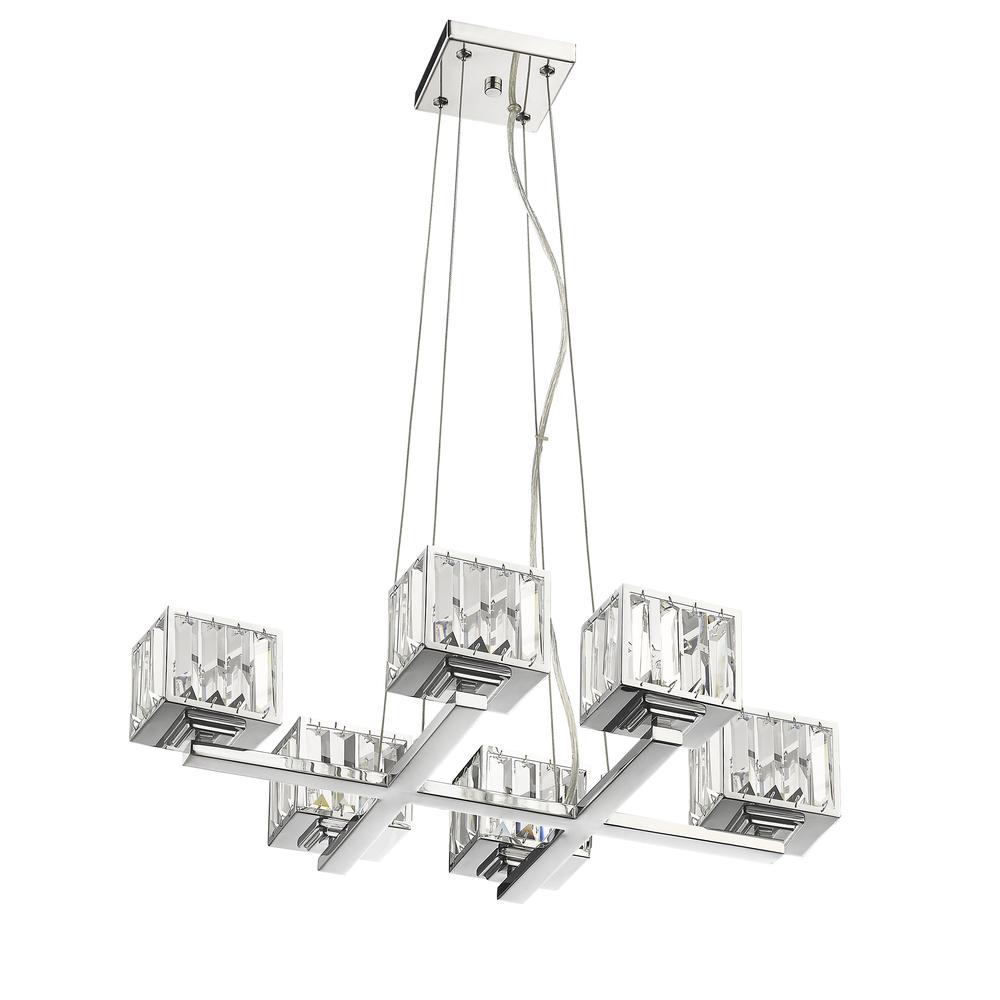 TRILLUMINATE Contemporary 6 Light Chrome Finish Chandelier 23" Wide. Picture 1