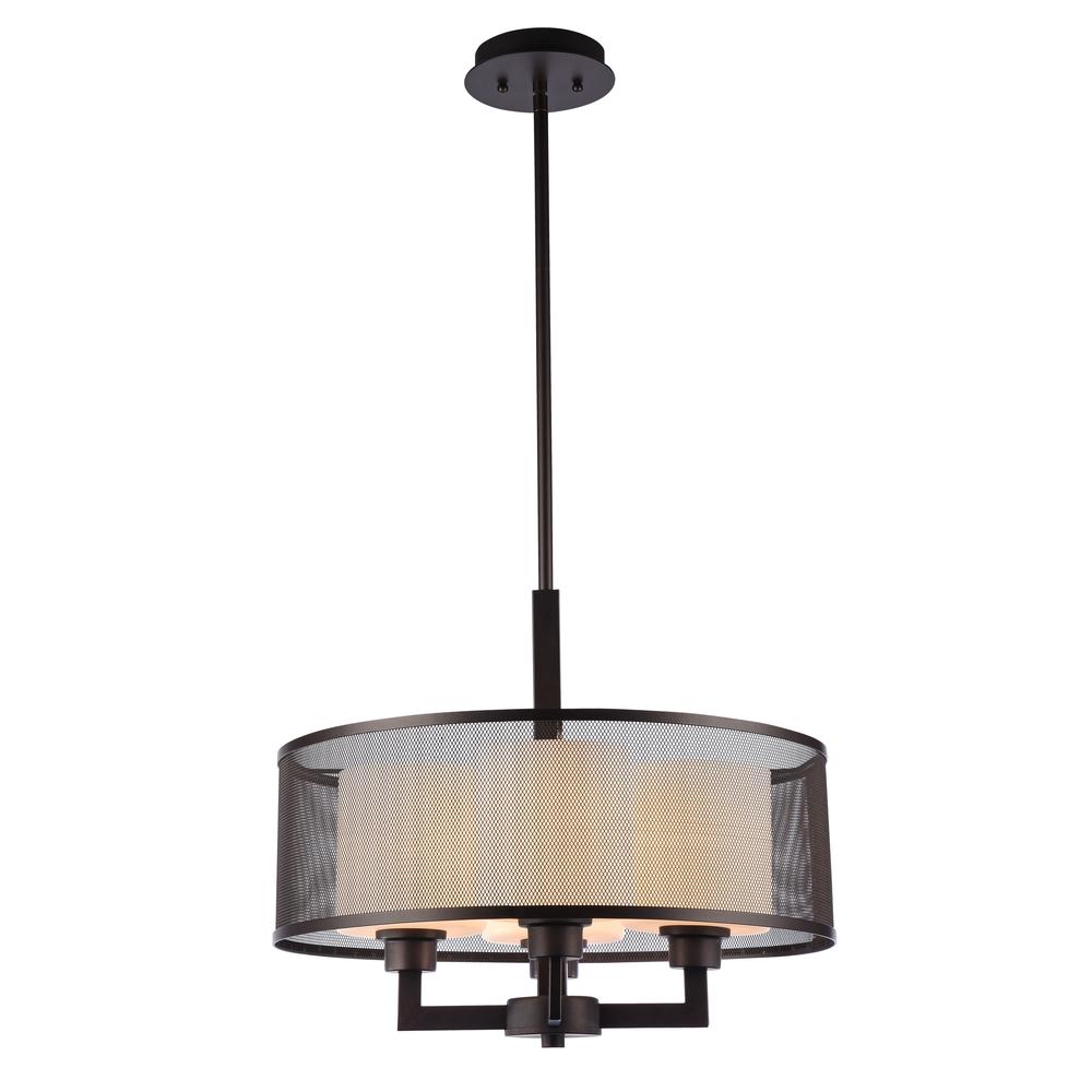 AUDREY Transitional 4 Light Rubbed Bronze Ceiling Pendant 19" Wide. Picture 1
