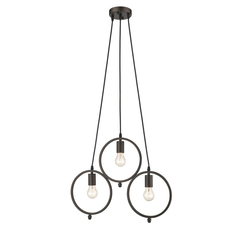 IRONCLAD Industrial 3 Light Rubbed Bronze Ceiling Pendant 21.5" Wide. Picture 1