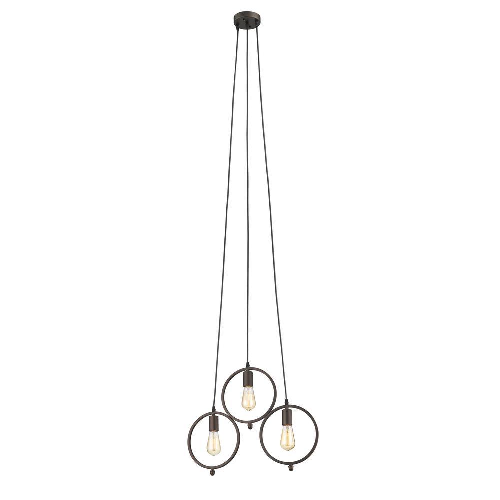 IRONCLAD Industrial 3 Light Rubbed Bronze Ceiling Pendant 21.5" Wide. Picture 3