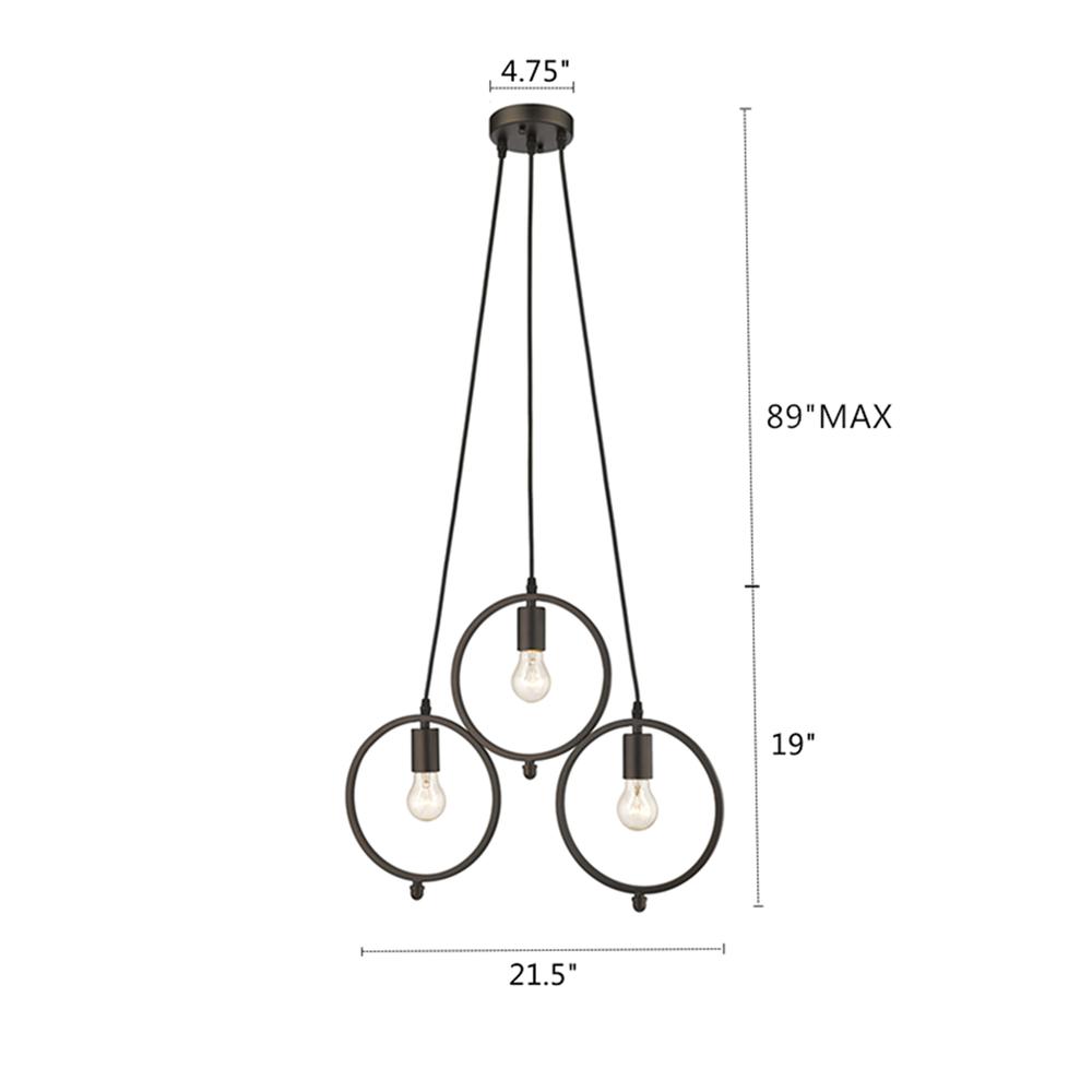 IRONCLAD Industrial 3 Light Rubbed Bronze Ceiling Pendant 21.5" Wide. Picture 2