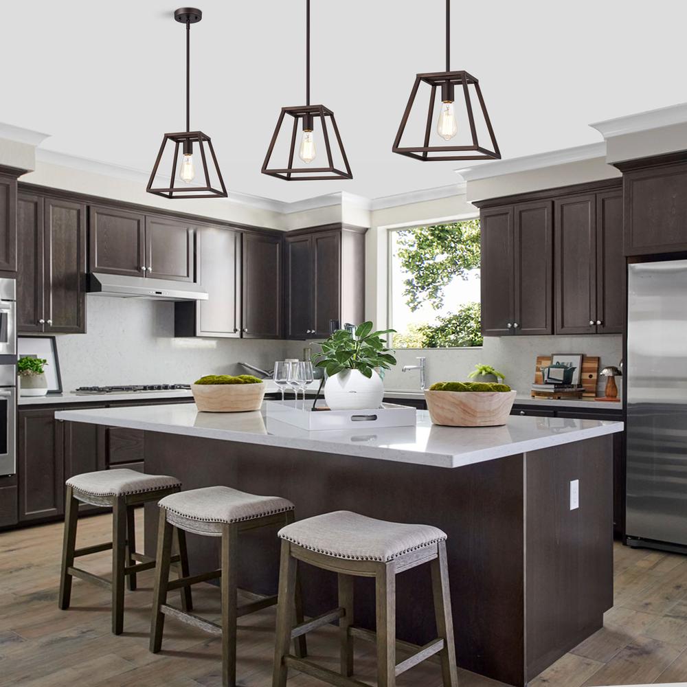 CHLOE Lighting IRONCLAD- Industrial 1 Light Oil Rubbed Bronze Mini Pendant Ceiling Fixture 10" Wide. Picture 9