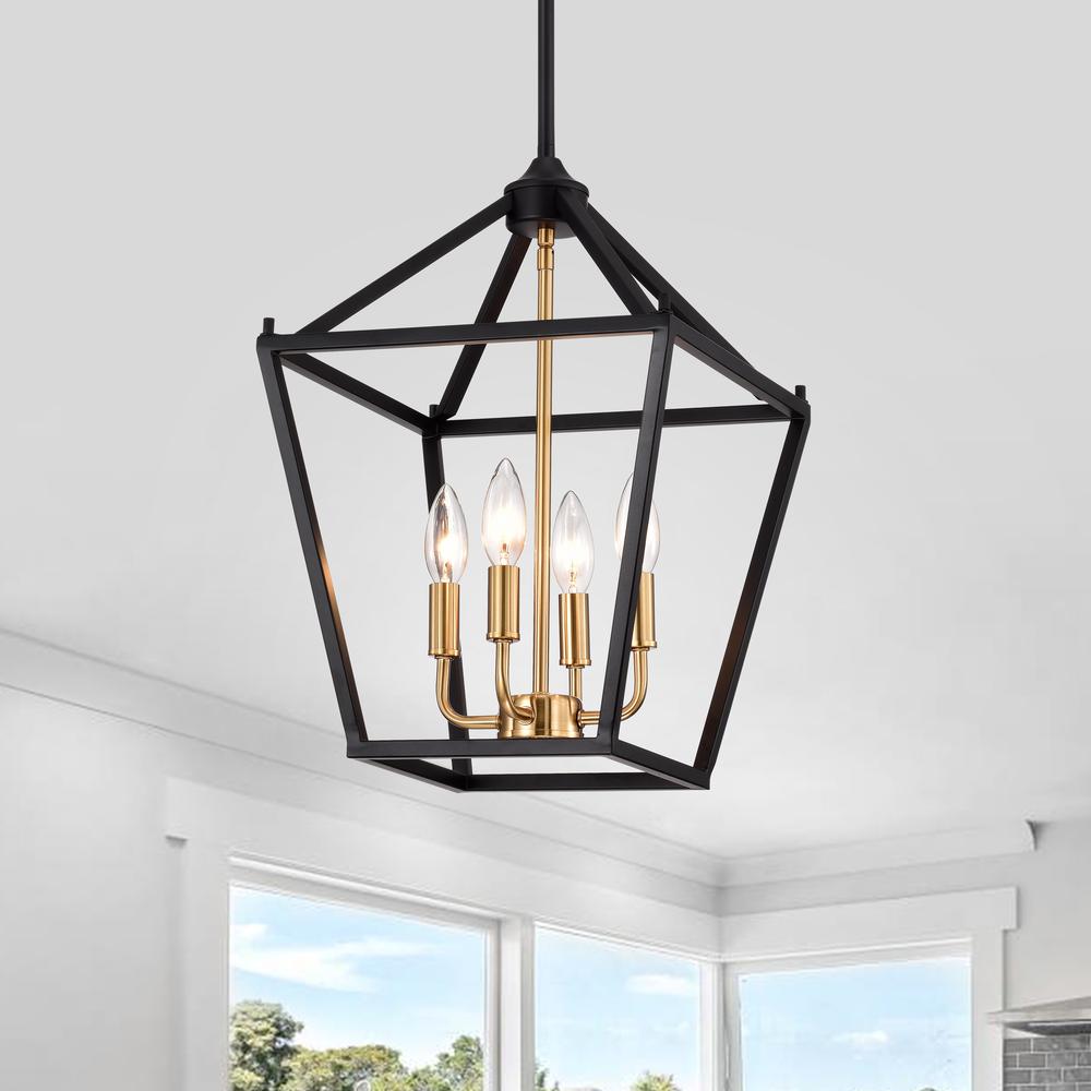 CHLOE Lighting IRONCLAD Industrial 4 Light Textured Black Inverted Pendant Ceiling Fixture 12" Wide. Picture 10