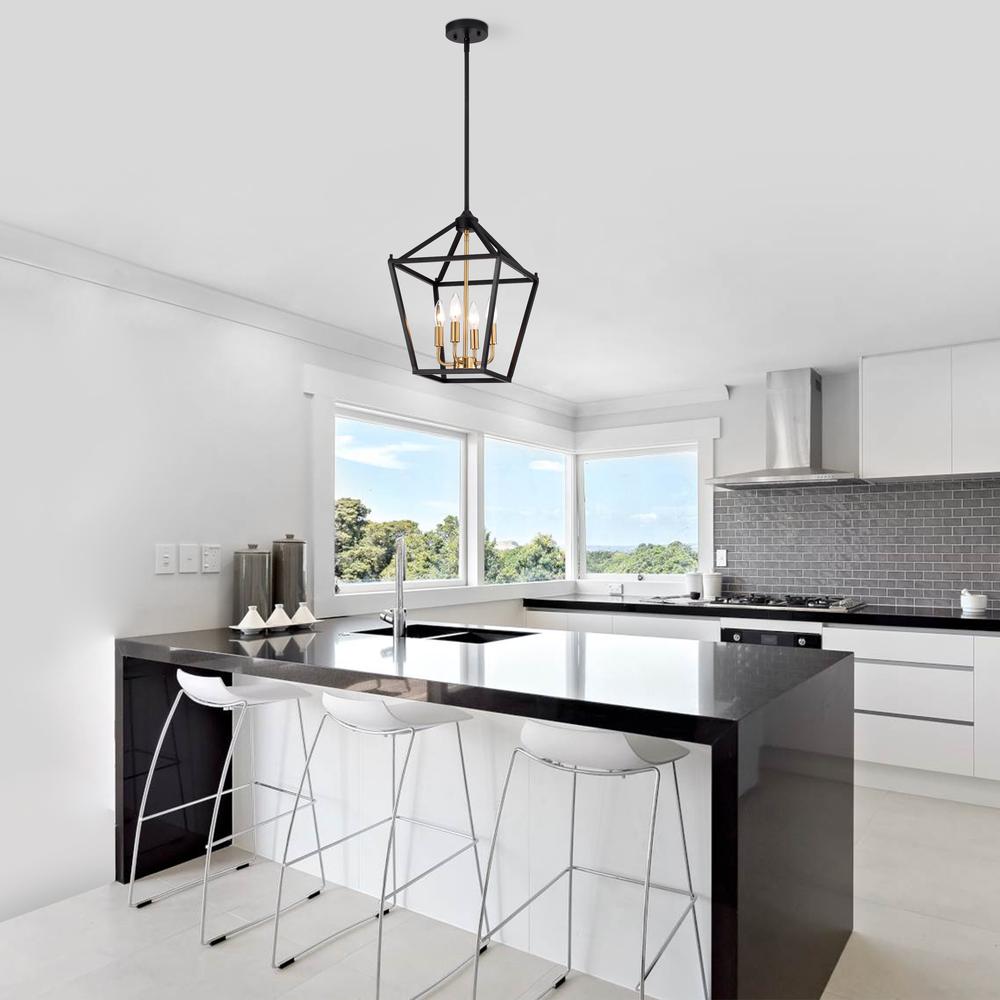 CHLOE Lighting IRONCLAD Industrial 4 Light Textured Black Inverted Pendant Ceiling Fixture 12" Wide. Picture 11