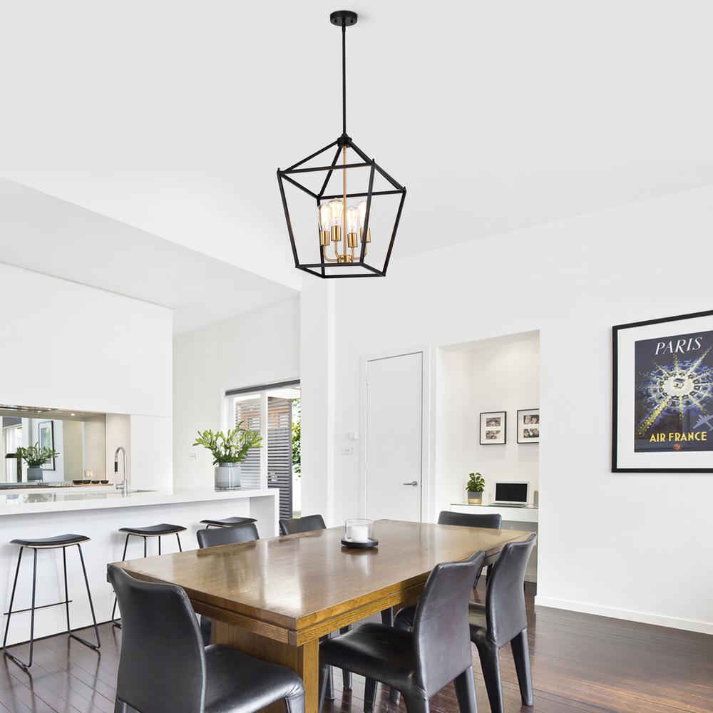 CHLOE Lighting IRONCLAD Industrial 4 Light Textured Black Inverted Pendant Ceiling Fixture 16" Wide. Picture 9