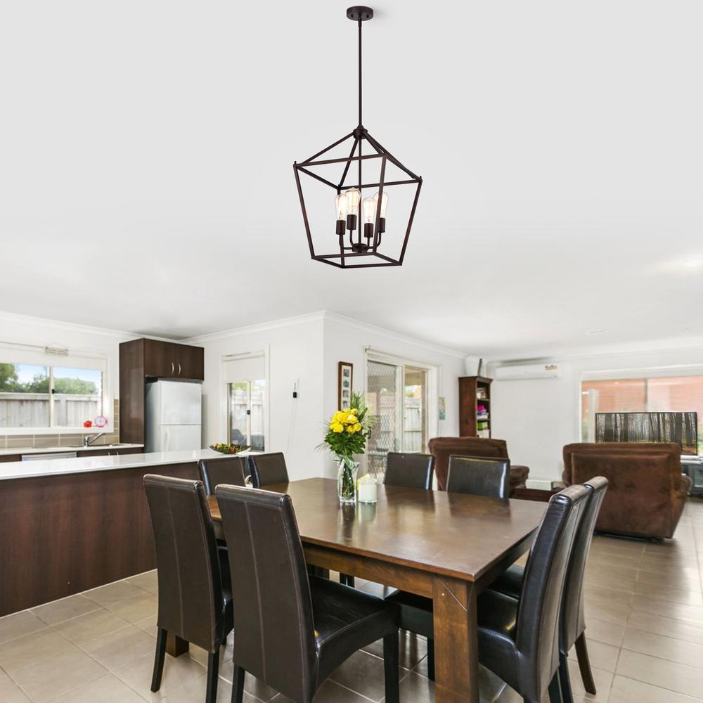 CHLOE Lighting IRONCLAD Industrial 4 Light Oil Rubbed Bronze Inverted Pendant Ceiling Fixture 16" Wide. Picture 11