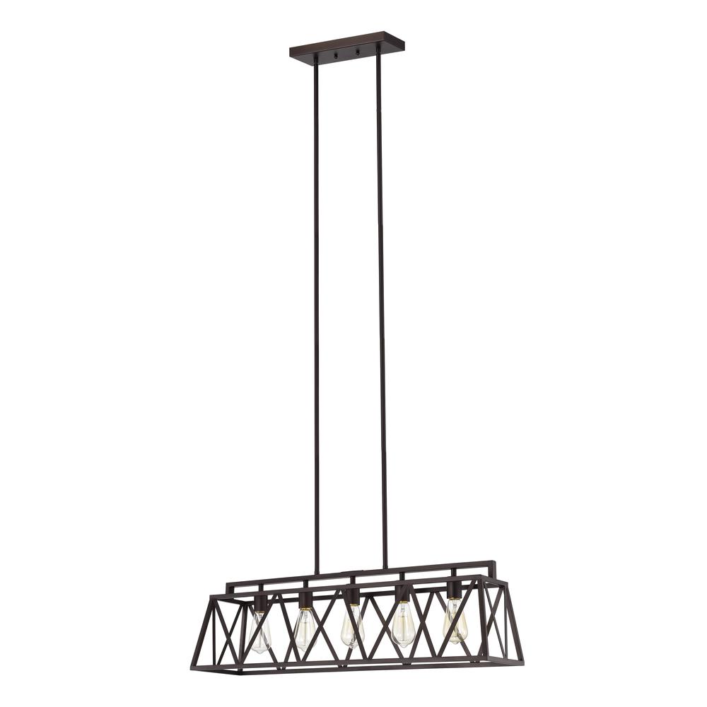 CHLOE Lighting IRONCLAD Industrial 5 Light Oil Rubbed Bronze Island Pendant Ceiling Fixture 35" Wide. Picture 3