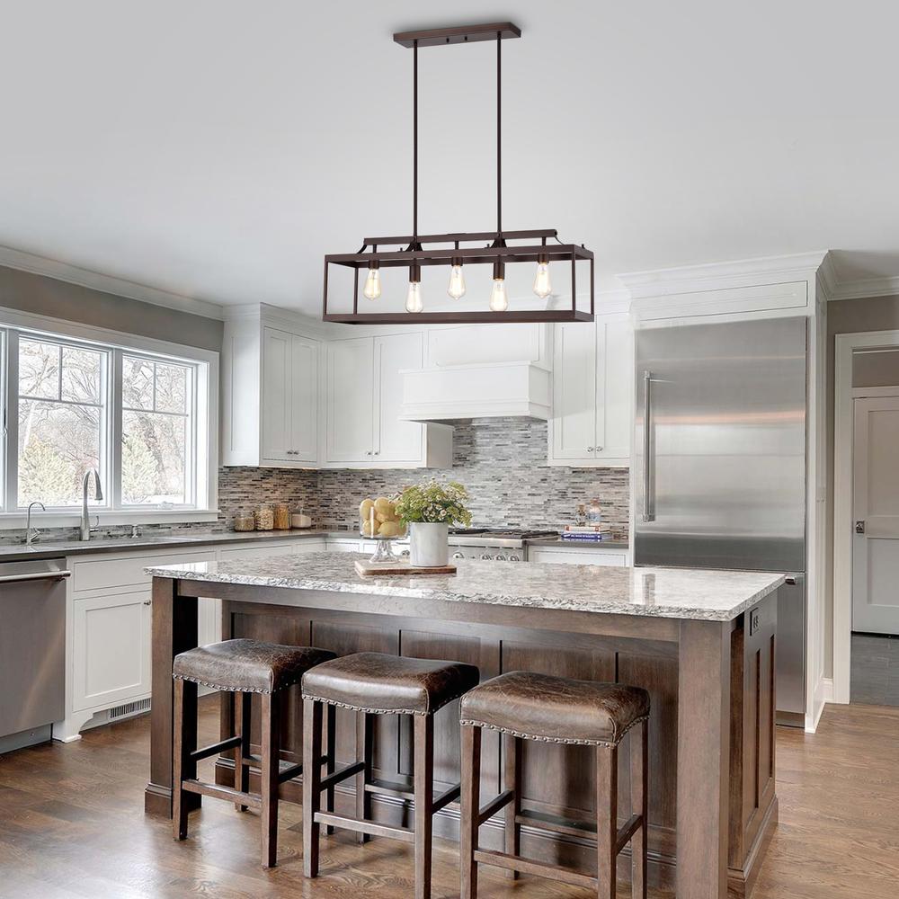 CHLOE Lighting IRONCLAD Industrial 5 Light Oil Rubbed Bronze Island Pendant Ceiling Fixture 36" Wide. Picture 11