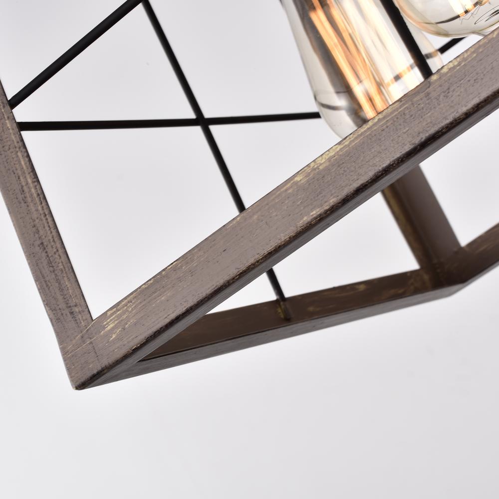 CHLOE Lighting IRONCLAD Industrial 4 Light Ancient Wood Large Pendant Ceiling Fixture 16" Wide. Picture 7