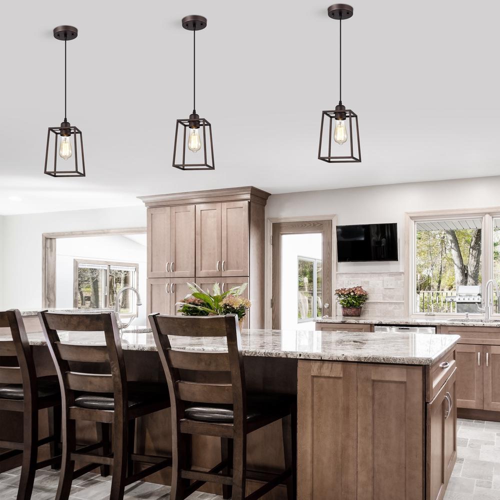 CHLOE Lighting IRONCLAD Industrial 1 Light Oil Rubbed Bronze Mini Pendant Ceiling Fixture 6" Wide. Picture 8