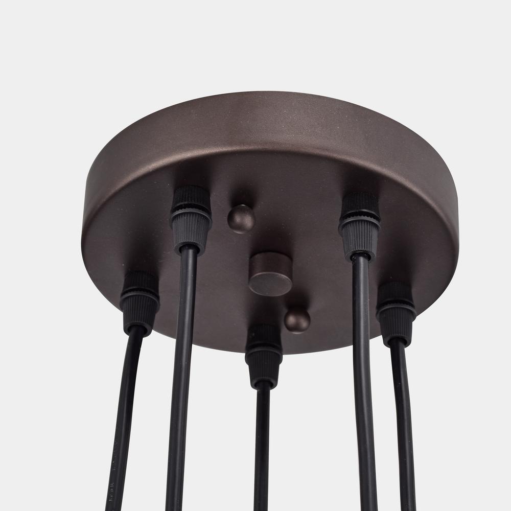 CHLOE Lighting IRONCLAD Industrial 5 Light Oil Rubbed Bronze Large Pendant Ceiling Fixture 18" Wide. Picture 5