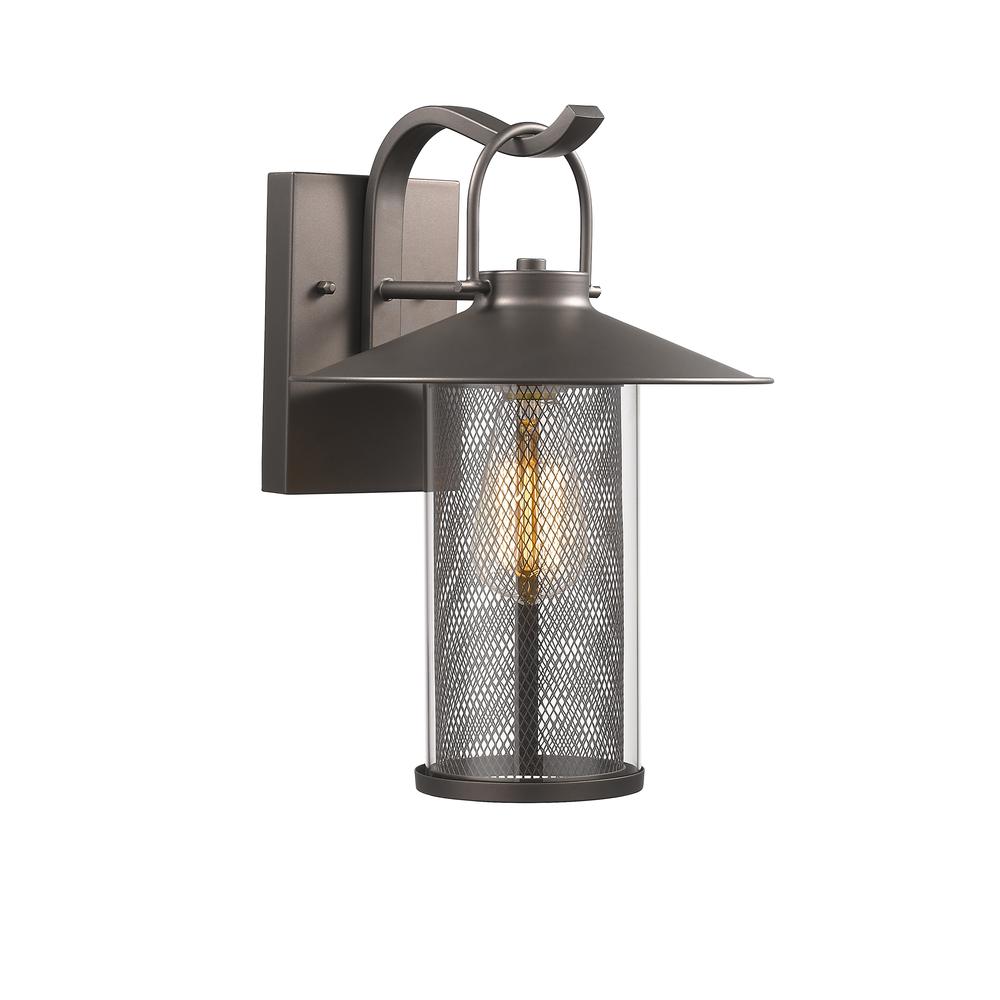 ELIJAH Industrial-style 1 Light Rubbed Bronze Outdoor Wall Sconce 14" Tall. Picture 1