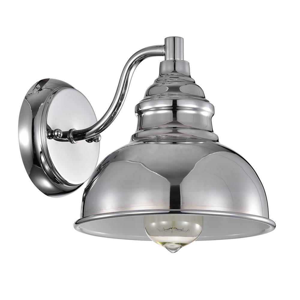 CHLOE Lighting IRONCLAD Industrial 1 Light Chrome Indoor Wall Sconce 8" Wide. Picture 2