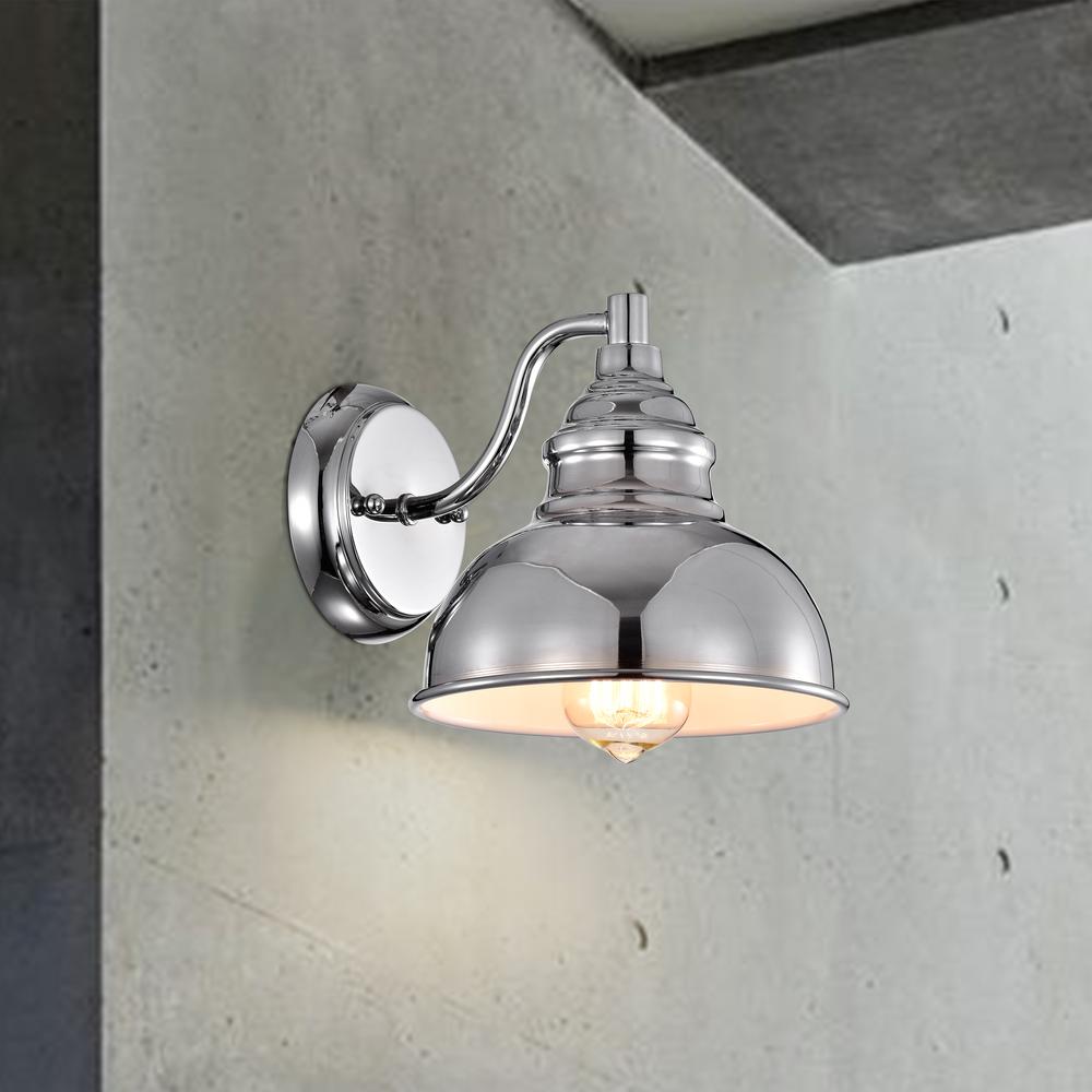 CHLOE Lighting IRONCLAD Industrial 1 Light Chrome Indoor Wall Sconce 8" Wide. Picture 10