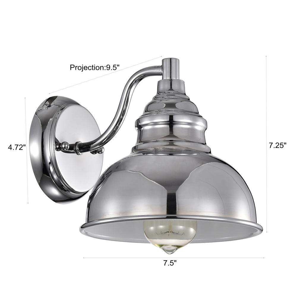 CHLOE Lighting IRONCLAD Industrial 1 Light Chrome Indoor Wall Sconce 8" Wide. Picture 9