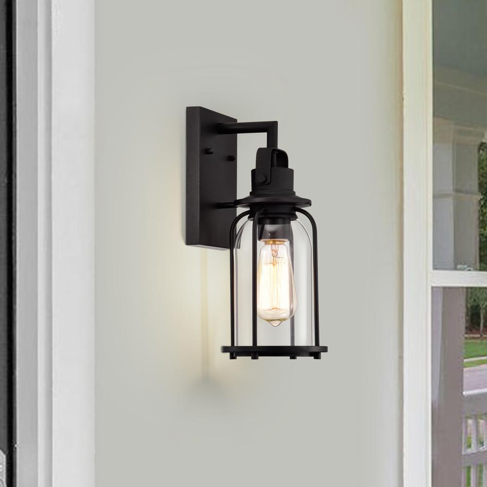 CHLOE Lighting CLARKE Transitional 1 Light Textured Black Outdoor Wall Sconce 13" Height. Picture 9