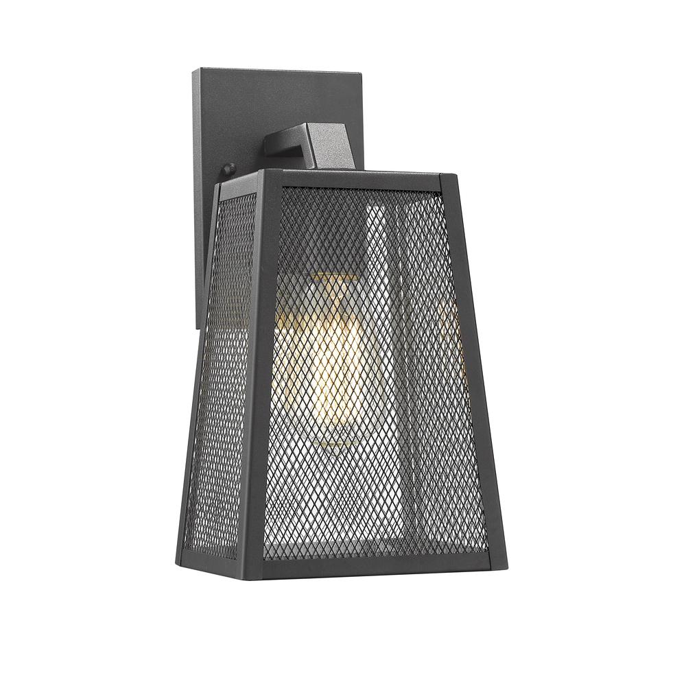 EMERSON Industrial 1 Light Textured Black Outdoor Wall Sconce 12" Tall. Picture 1