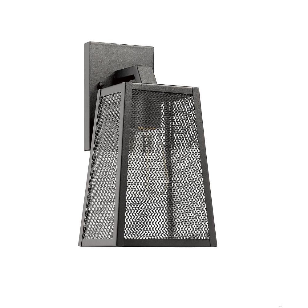 EMERSON Industrial 1 Light Textured Black Outdoor Wall Sconce 12" Tall. Picture 2