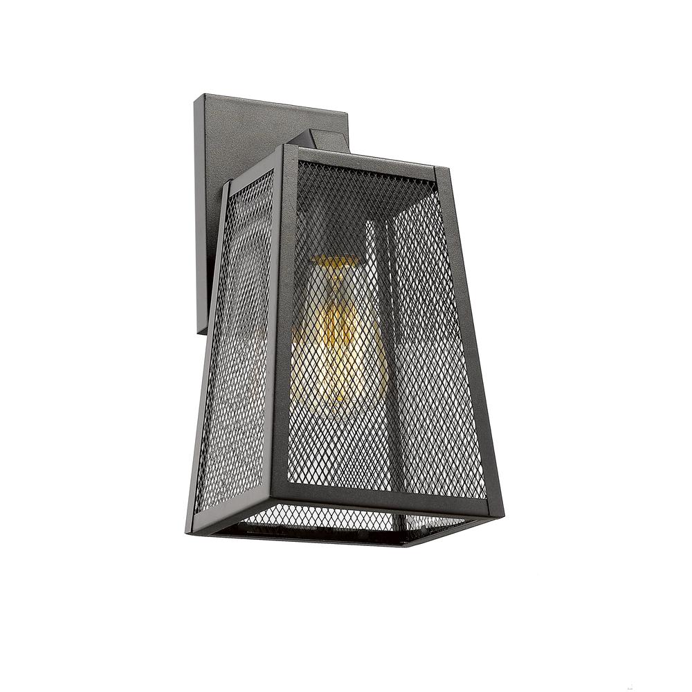 EMERSON Industrial 1 Light Textured Black Outdoor Wall Sconce 12" Tall. Picture 4
