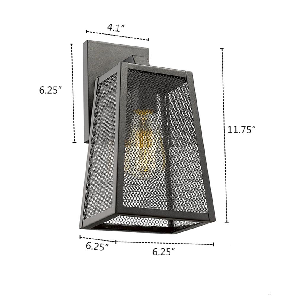 EMERSON Industrial 1 Light Textured Black Outdoor Wall Sconce 12" Tall. Picture 5