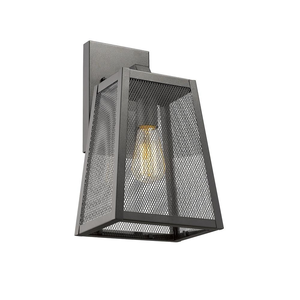 EMERSON Industrial 1 Light Textured Black Outdoor Wall Sconce 15" Tall. Picture 1