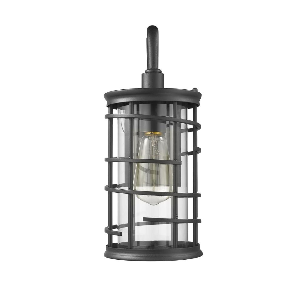LAUREL Industrial 1 Light Textured Black Outdoor Wall Sconce 13" Tall. Picture 3