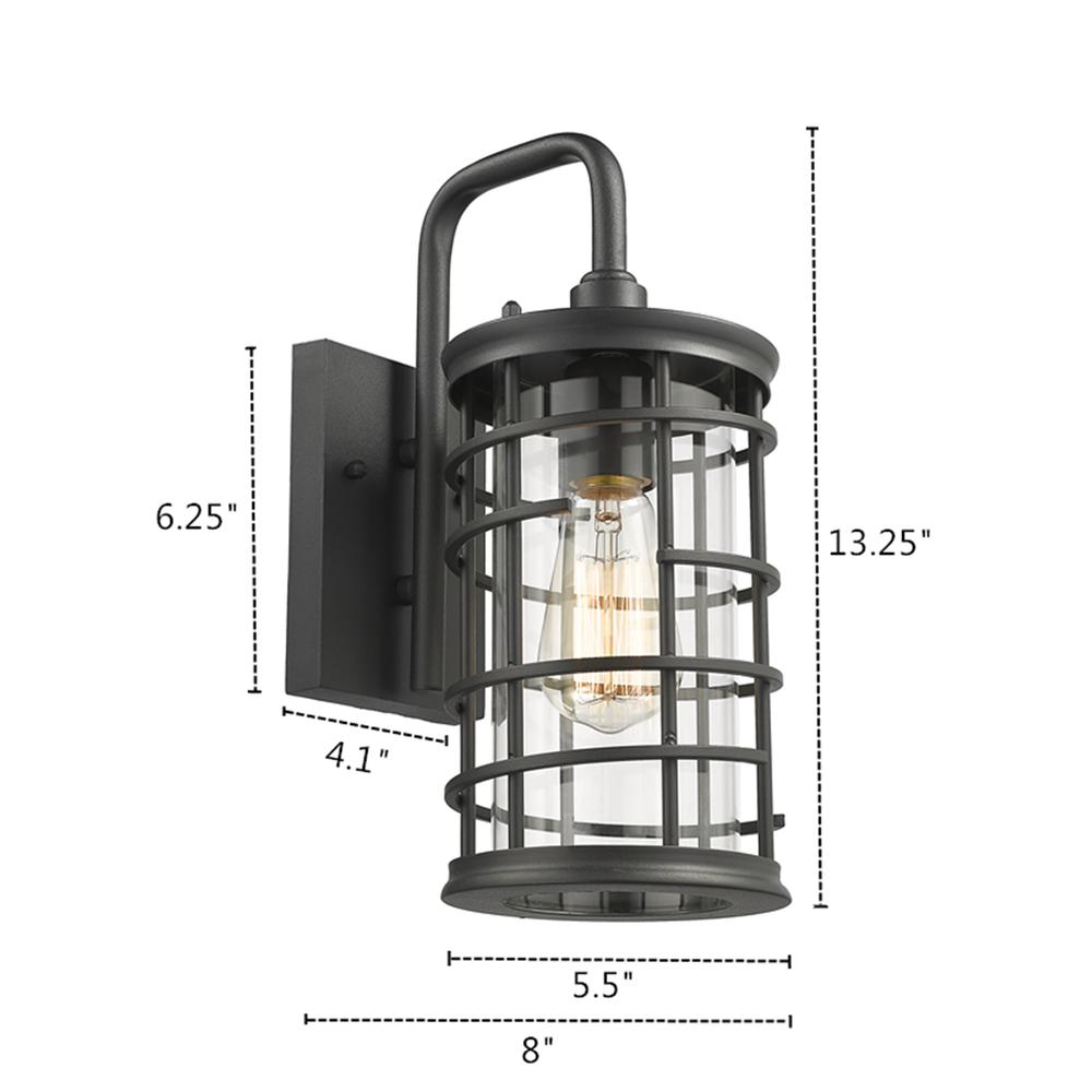LAUREL Industrial 1 Light Textured Black Outdoor Wall Sconce 13" Tall. Picture 4