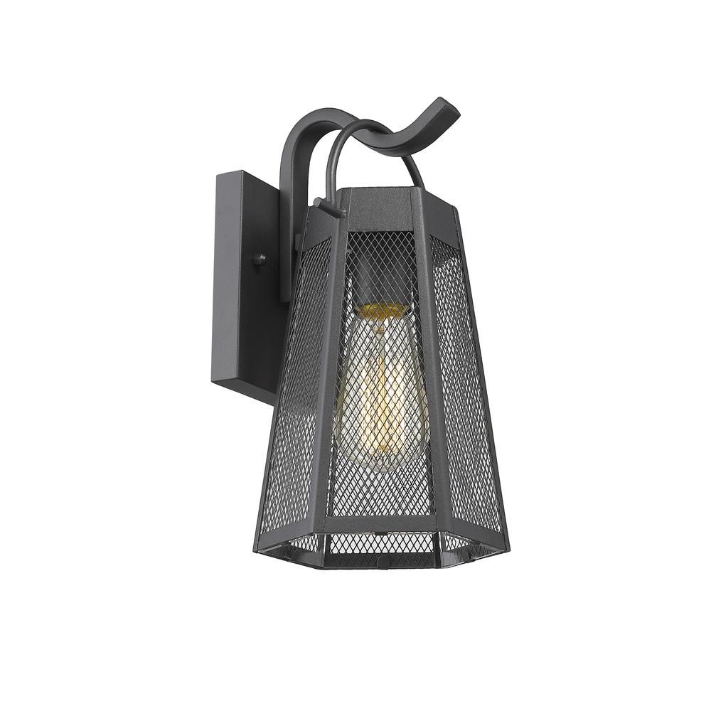 HARPER Industrial 1 Light Textured Black Outdoor Wall Sconce 12" Tall. Picture 1