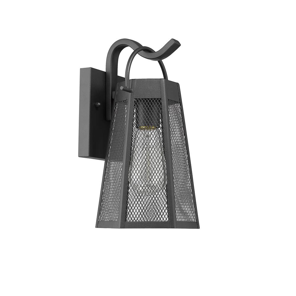 HARPER Industrial 1 Light Textured Black Outdoor Wall Sconce 12" Tall. Picture 3