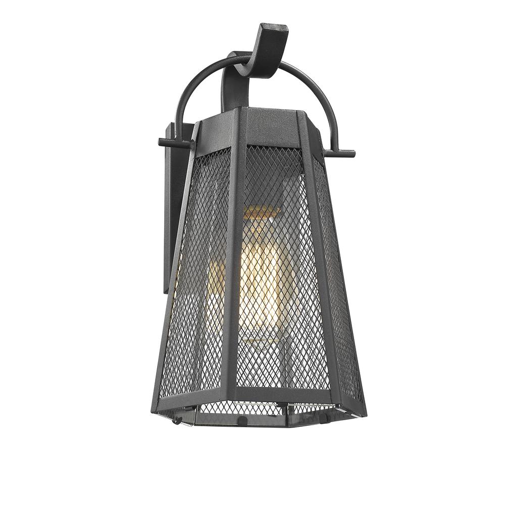 HARPER Industrial 1 Light Textured Black Outdoor Wall Sconce 12" Tall. Picture 2
