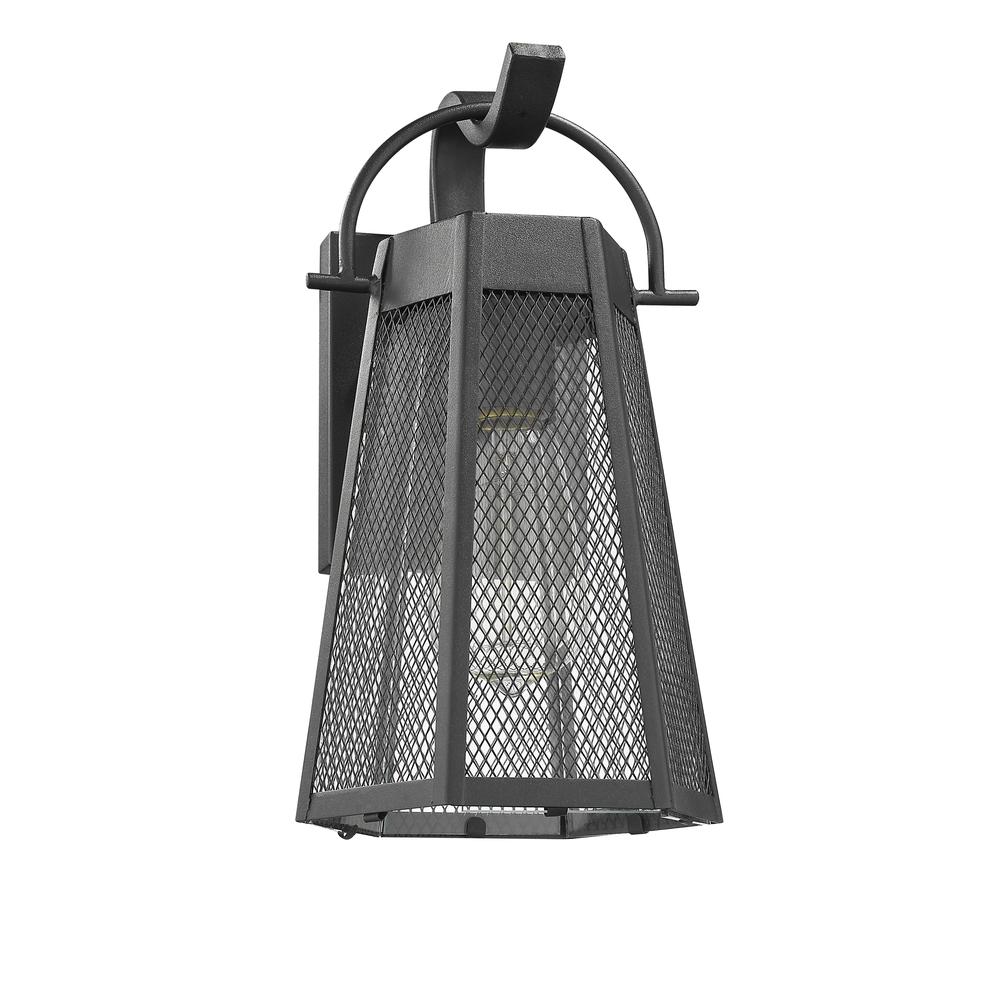 HARPER Industrial 1 Light Textured Black Outdoor Wall Sconce 12" Tall. Picture 4
