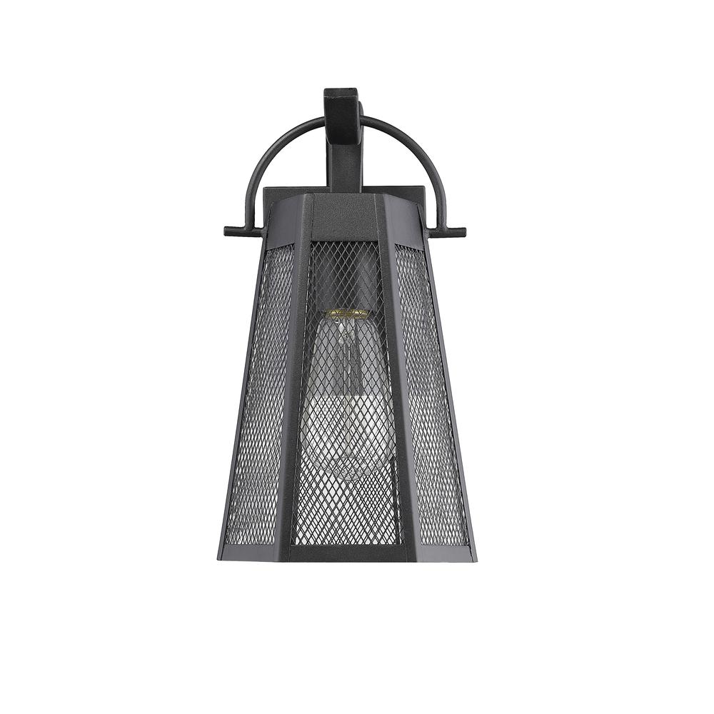 HARPER Industrial 1 Light Textured Black Outdoor Wall Sconce 12" Tall. Picture 5