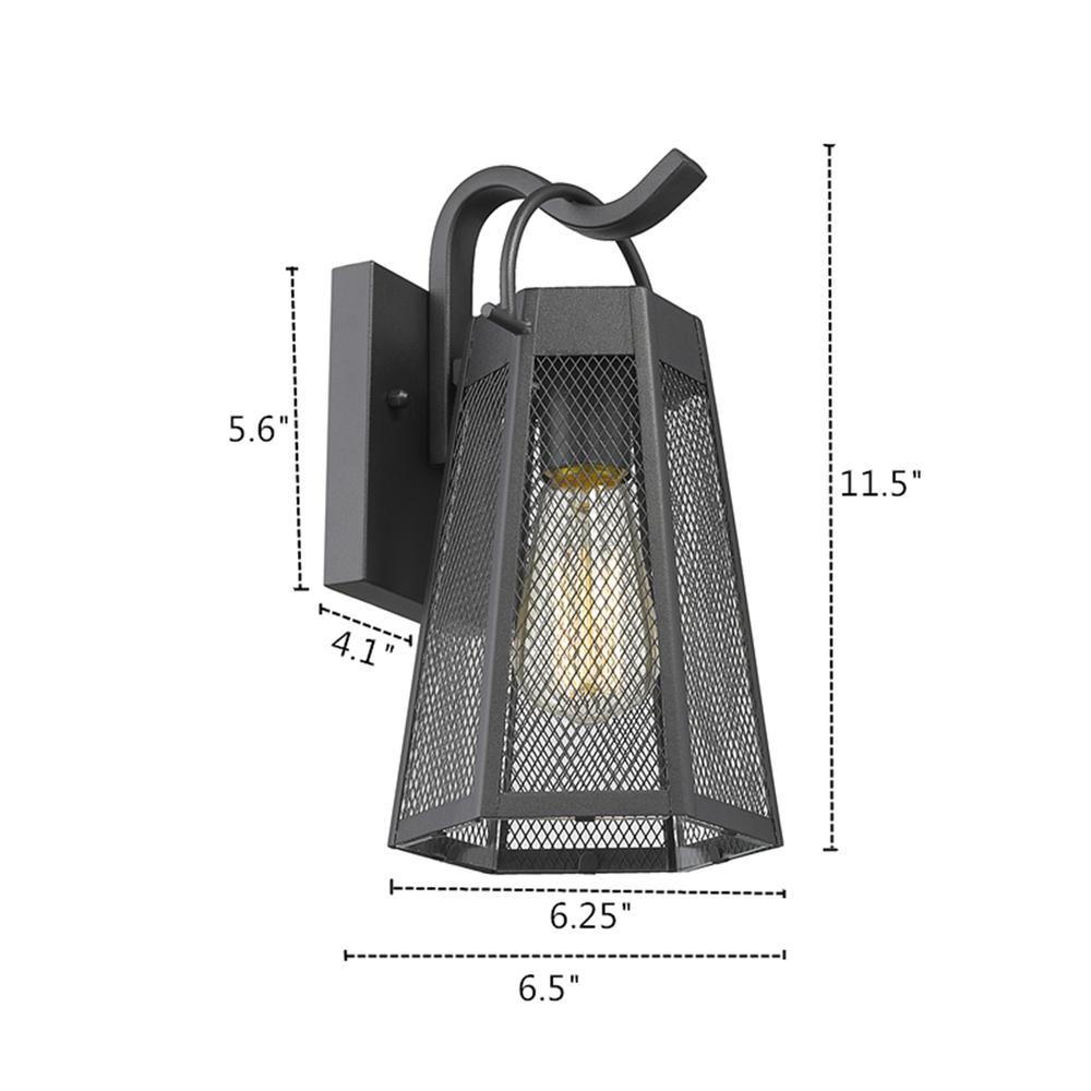 HARPER Industrial 1 Light Textured Black Outdoor Wall Sconce 12" Tall. Picture 6