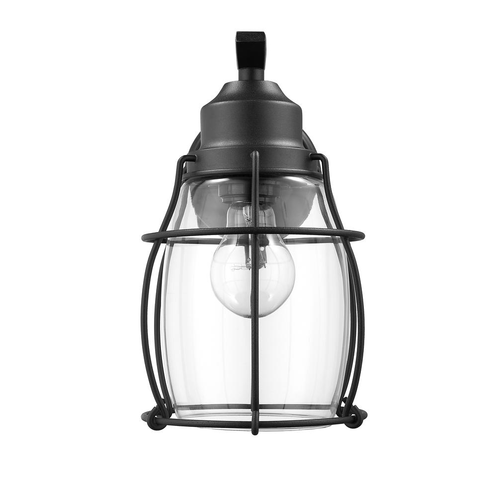 CHARLOTTE Industrial 1 Light Textured Black Outdoor Wall Sconce 11" Tall. Picture 3