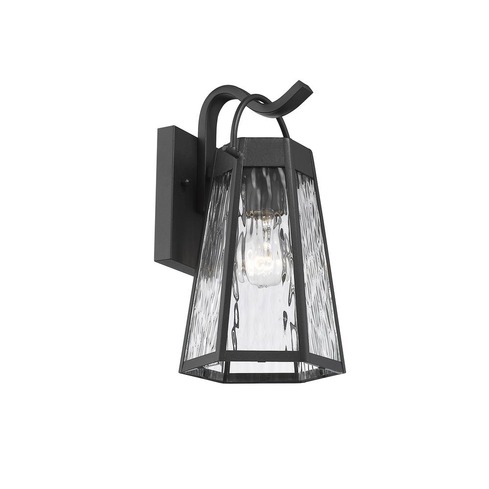 ALEXA Industrial 1 Light Textured Black Outdoor Wall Sconce 12" Tall. Picture 6