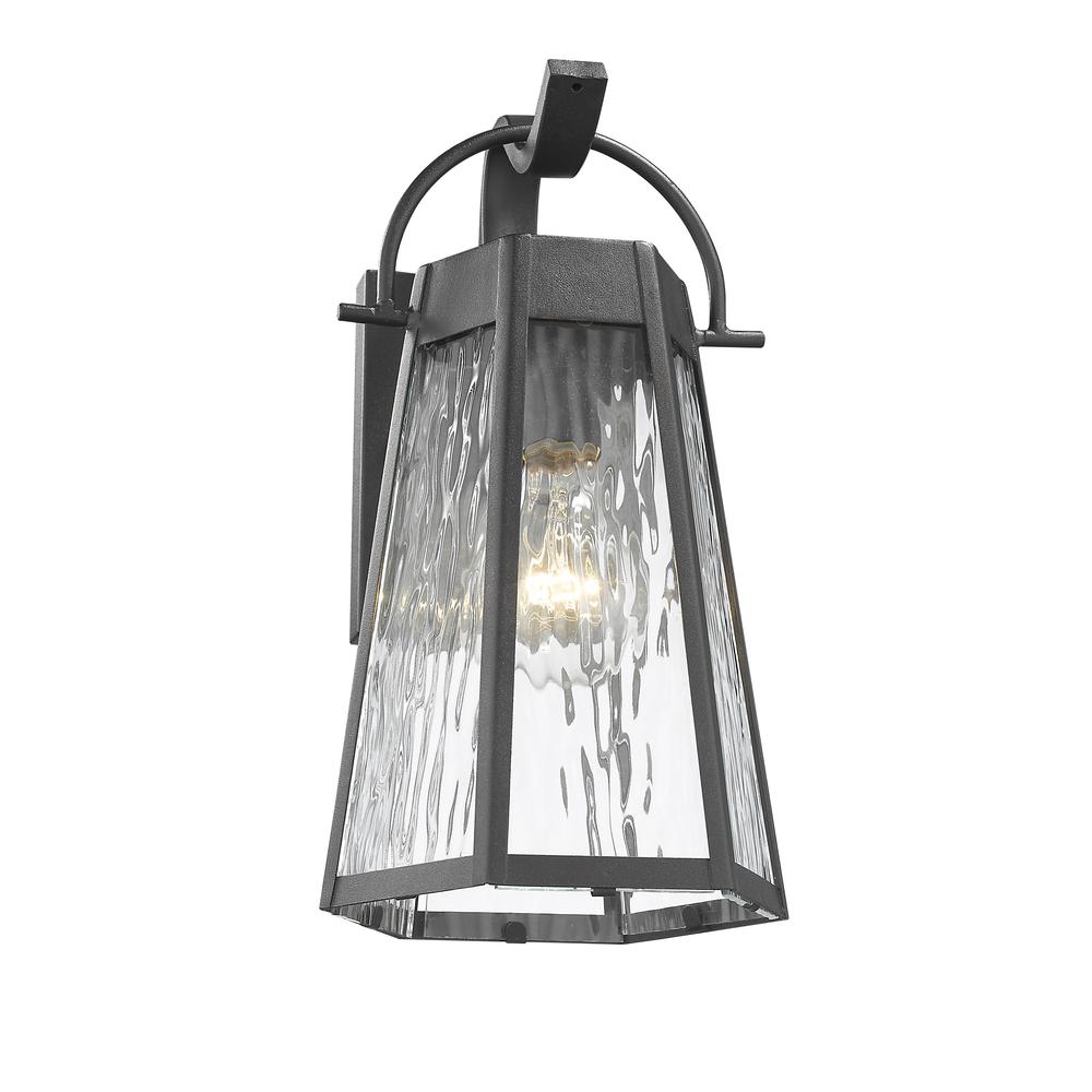 ALEXA Industrial 1 Light Textured Black Outdoor Wall Sconce 12" Tall. Picture 5