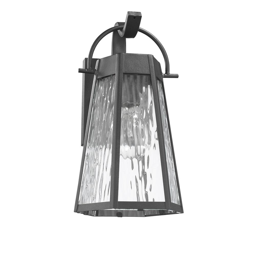 ALEXA Industrial 1 Light Textured Black Outdoor Wall Sconce 12" Tall. Picture 4