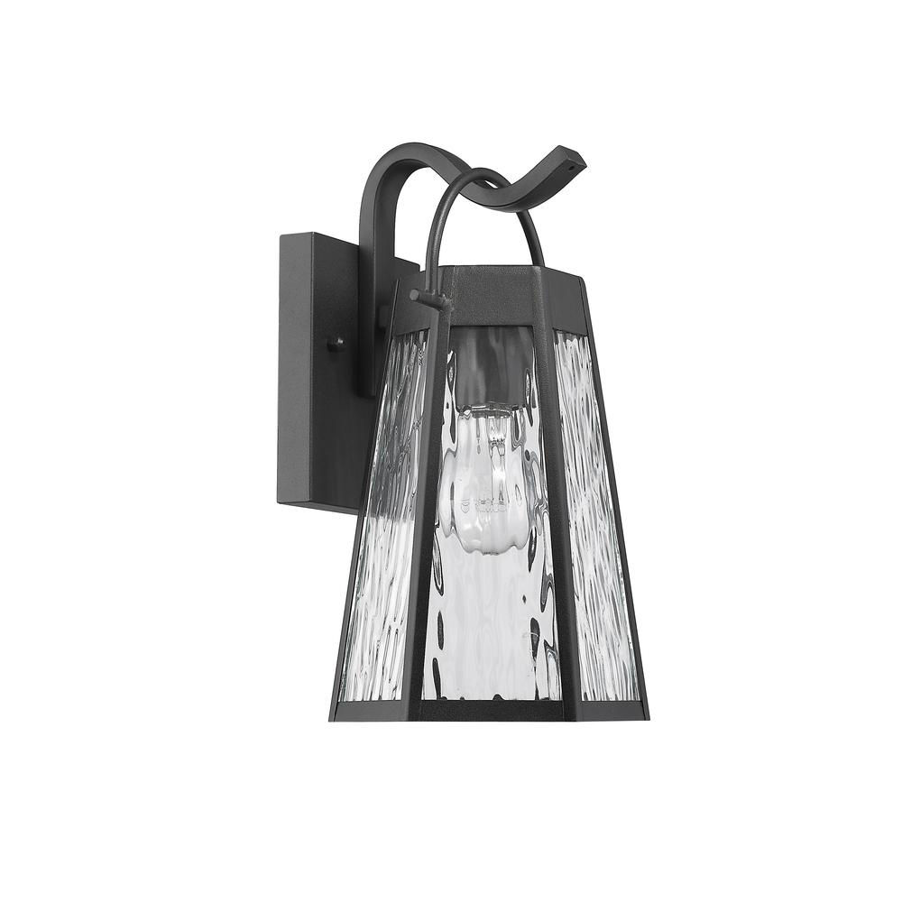 ALEXA Industrial 1 Light Textured Black Outdoor Wall Sconce 12" Tall. Picture 3