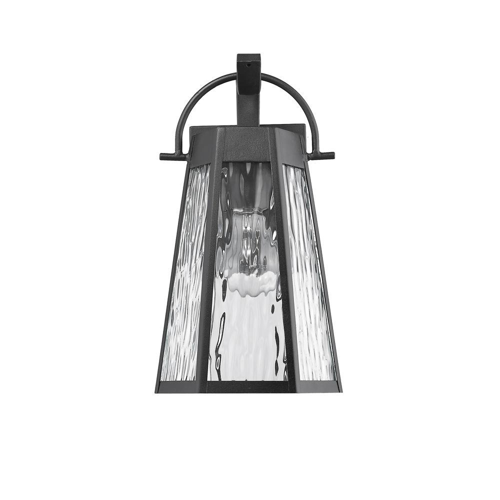 ALEXA Industrial 1 Light Textured Black Outdoor Wall Sconce 12" Tall. Picture 2