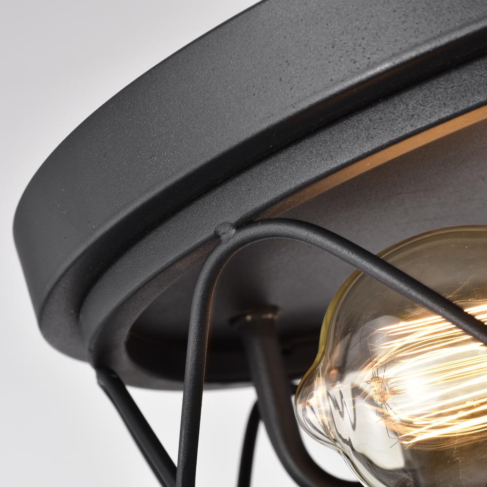 CHLOE Lighting IRONCLAD Industrial 2 Light Textured Black Ceiling Flush Fixture 12" Wide. Picture 4