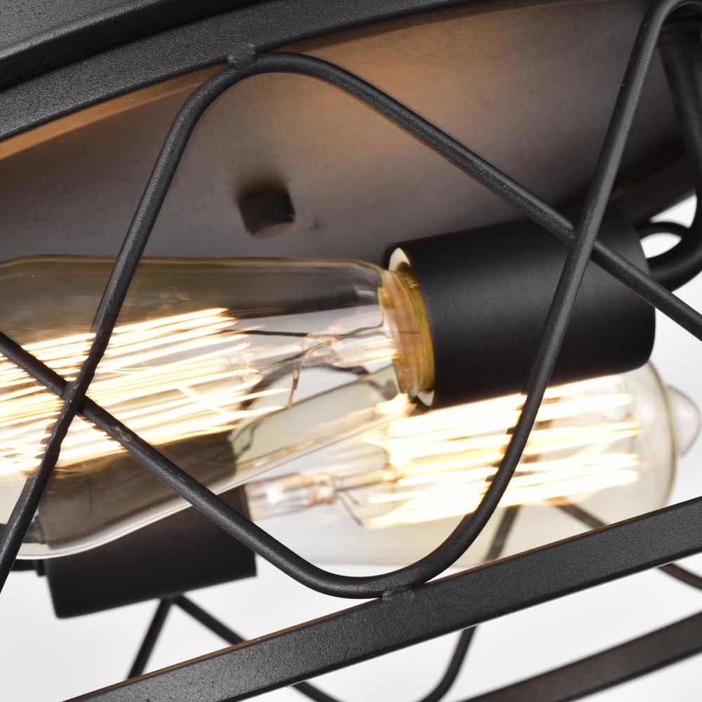 CHLOE Lighting IRONCLAD Industrial 2 Light Textured Black Ceiling Flush Fixture 12" Wide. Picture 5