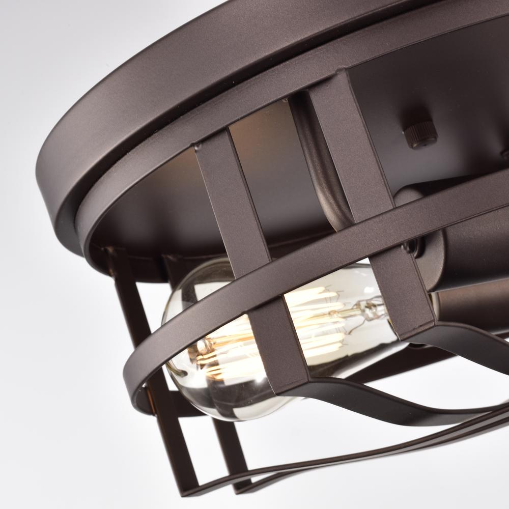 CHLOE Lighting IRONCLAD Industrial 2 Light Oil Rubbed Bronze Ceiling Flush Fixture 12" Wide. Picture 4