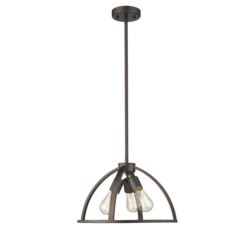 IRONCLAD Industrial 3 Light  Rubbed Bronze Ceiling Pendant 16" Wide. Picture 4