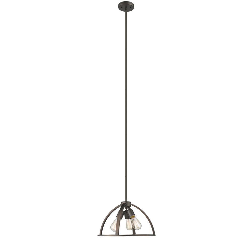 IRONCLAD Industrial 3 Light  Rubbed Bronze Ceiling Pendant 16" Wide. Picture 2