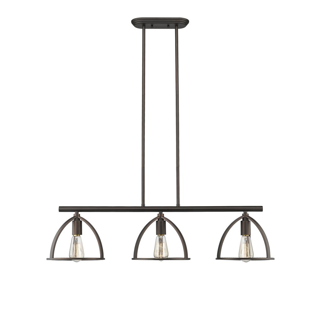 IRONCLAD Industrial 3 Light  Rubbed Bronze Island Pendant 35" Wide. Picture 5