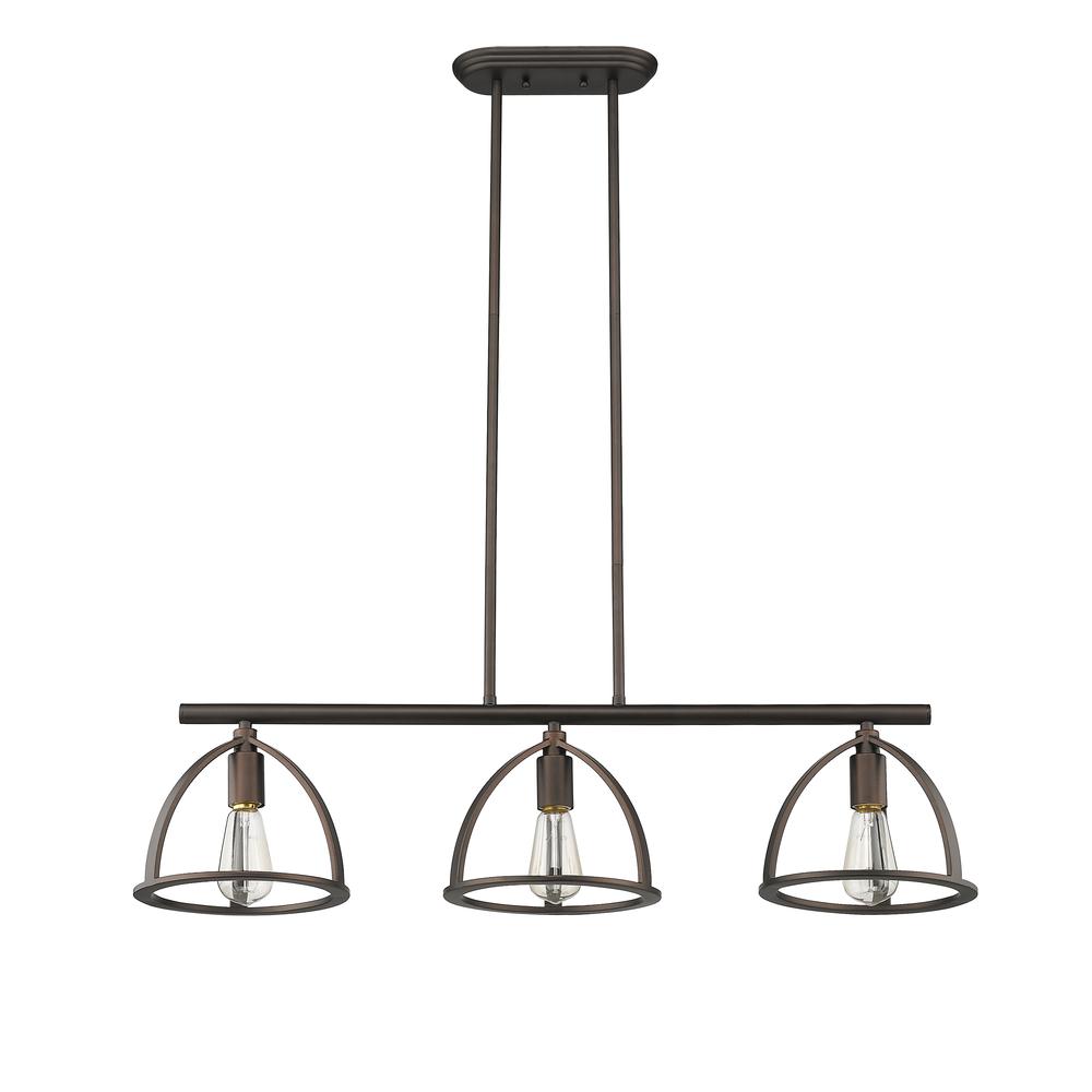 IRONCLAD Industrial 3 Light  Rubbed Bronze Island Pendant 35" Wide. Picture 4