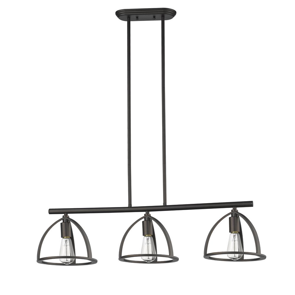 IRONCLAD Industrial 3 Light  Rubbed Bronze Island Pendant 35" Wide. Picture 3